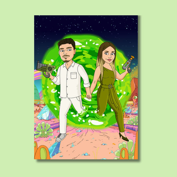 Ritratto Cartone personalizzato | Rick & Morty